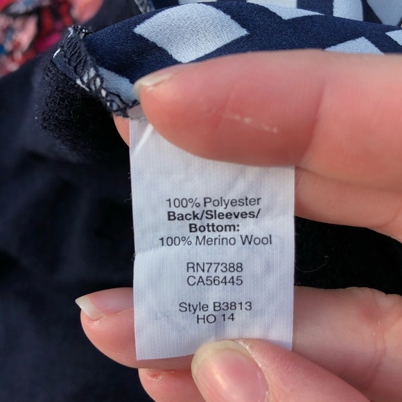 J.Crew Box Print Wool Sweater Small Blue Crewneck - Picture 7 of 7